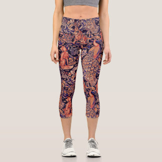 LEGGINGS CAPRI ANIMALES FORESTALES, FOX, PEACOCK, HARE PINK BLUE