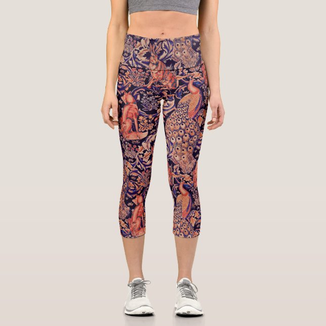 LEGGINGS CAPRI ANIMALES FORESTALES, FOX, PEACOCK, HARE PINK BLUE  (Anverso)