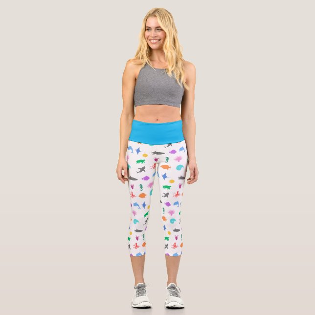 Leggings Capri Animales marinos con estampado (Anverso)