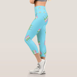 Leggings Capri Anime Blue Pastel Dango Alto Capris Waist