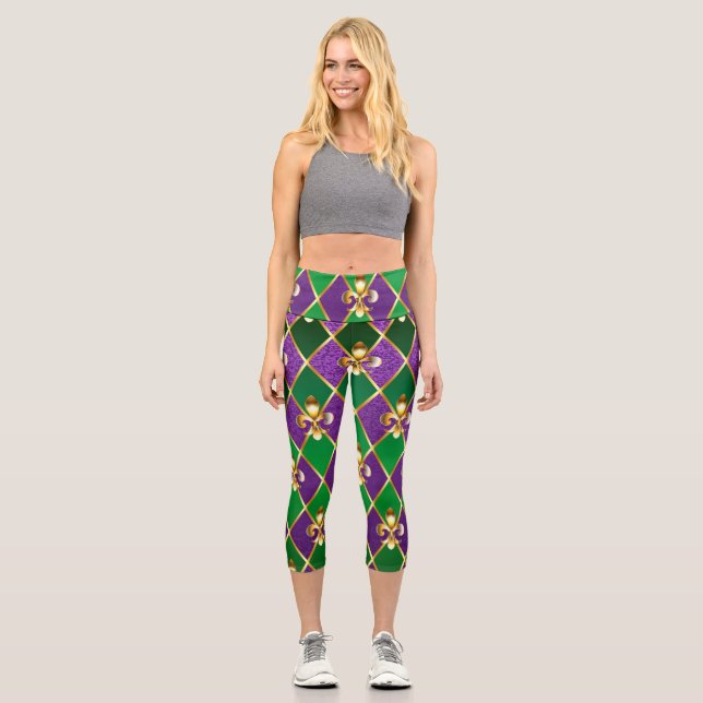 Leggings Capri Antecedentes de joyas Mardi Gras (Anverso)