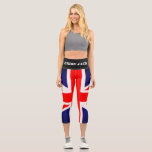Leggings Capri Anuncios de yoga con bandera de la Unión Jack<br><div class="desc">pantalones de yoga/capri con bandera Union Jack en colores de blanco rojo y azul.</div>