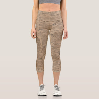 Leggings Capri Anuncios del Pasado, NY 1856 Capris de Cintura Alt