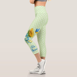 Leggings Capri Apoyo a Ucrania de girasol y mariposa