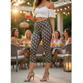 Leggings Capri Apperol Spritz Cóctel Capris de Cintura Alta