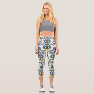 Leggings Capri Árabe Tradicional: Iznik Tile Seamless.