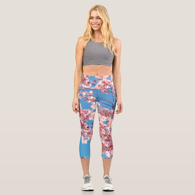 Leggings Capri Árbol de flor de cerezo Sakura (Anverso)