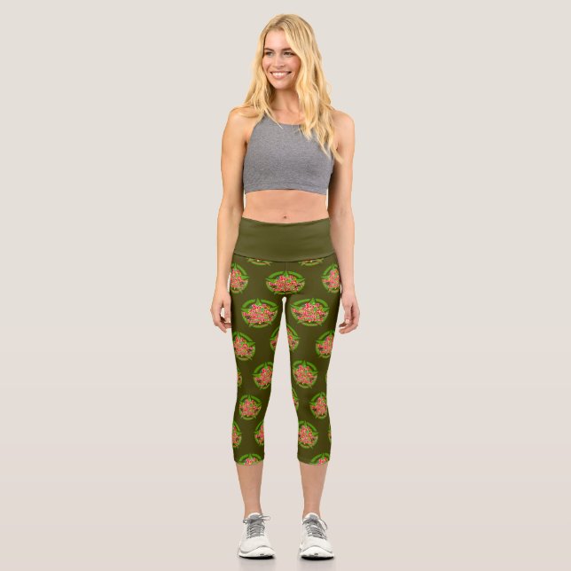 Leggings Capri Árbol de Navidad, misión, ejército (Anverso)