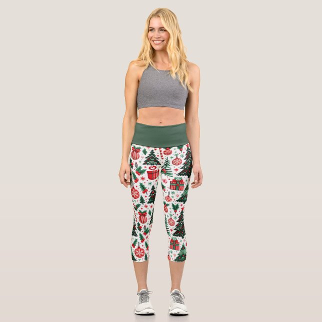 Leggings Capri Árbol de Navidad, regalos, caramelos (Anverso)