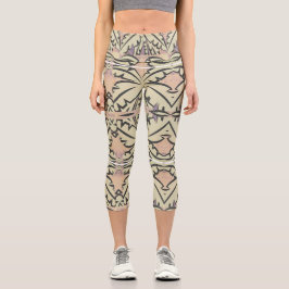 Leggings Capri Árbol de palma blanco y negro