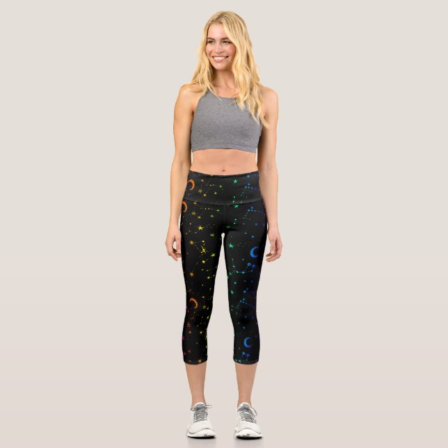Leggings Capri arco iris de la constelación celestial de estrella (Anverso)