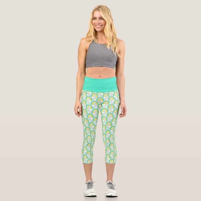 Leggings Capri Arcoíris con nube azul (Anverso)