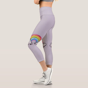 Leggings Capri Arcoiris Y Nubes De Cuadros