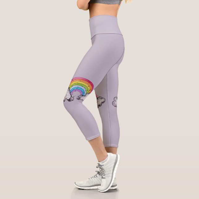 Leggings Capri Arcoiris Y Nubes De Cuadros (Izquierda)