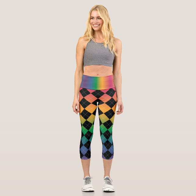Leggings Capri Argyle gradiente - Piernas arcoiris (Anverso)