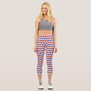 Leggings Capri Argyle naranja y Diamante Azul