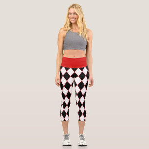 Leggings Capri arlequín de halloween blanco rojo