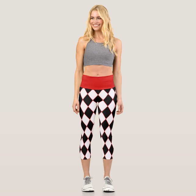 Leggings Capri arlequín de halloween blanco rojo (Anverso)