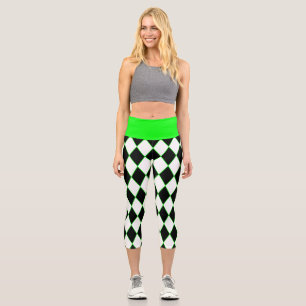 Leggings Capri arlequín de halloween blanco verde