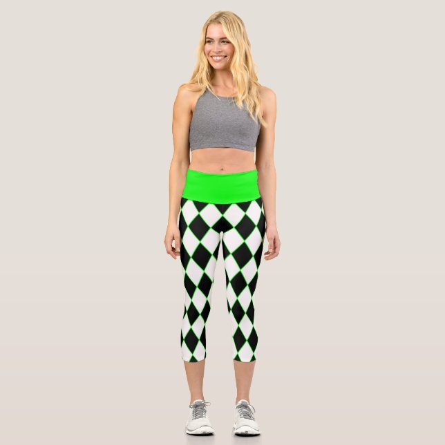 Leggings Capri arlequín de halloween blanco verde (Anverso)