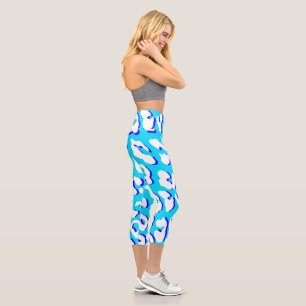Leggings Capri Armada azul de impresión Leopardo blanco