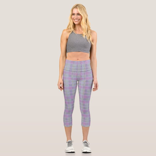 Leggings Capri Armonía de Cuadros de Lavanda (Anverso)