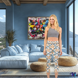 Leggings Capri Armonía del Nudo Celta - Elegancia Naranja y Verde