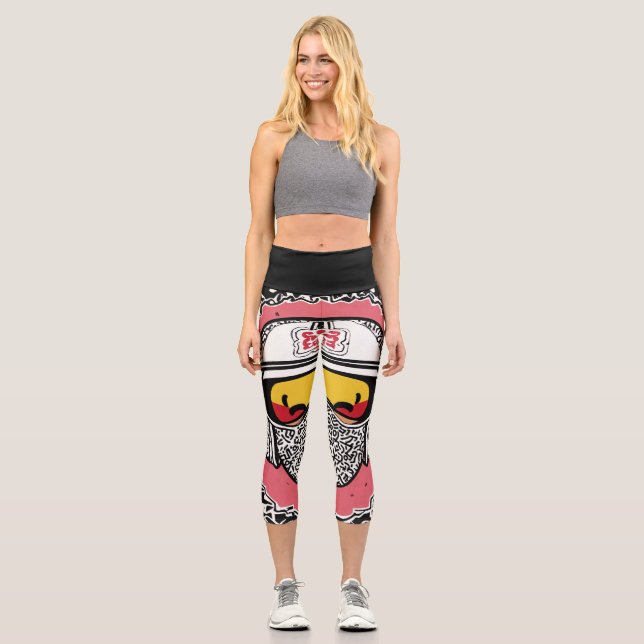 Leggings Capri Armonía gráfica: Keith Haring Bape F, inspirado en (Anverso)