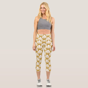 Leggings Capri Art Deco, con un patrón geométrico floral sin cost
