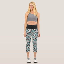 Leggings Capri Art Deco en Verde Azulado