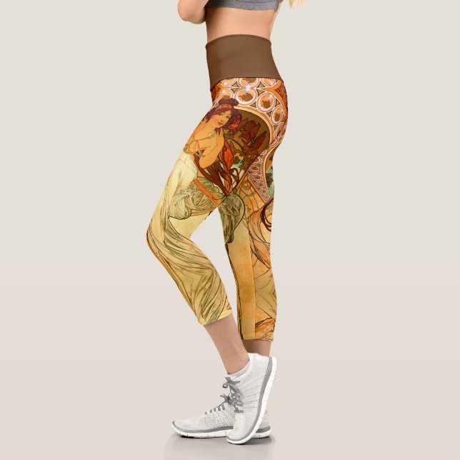 Leggings Capri Art Nouveau Alphonse Mucha elegante mujer cosecha (Izquierda)