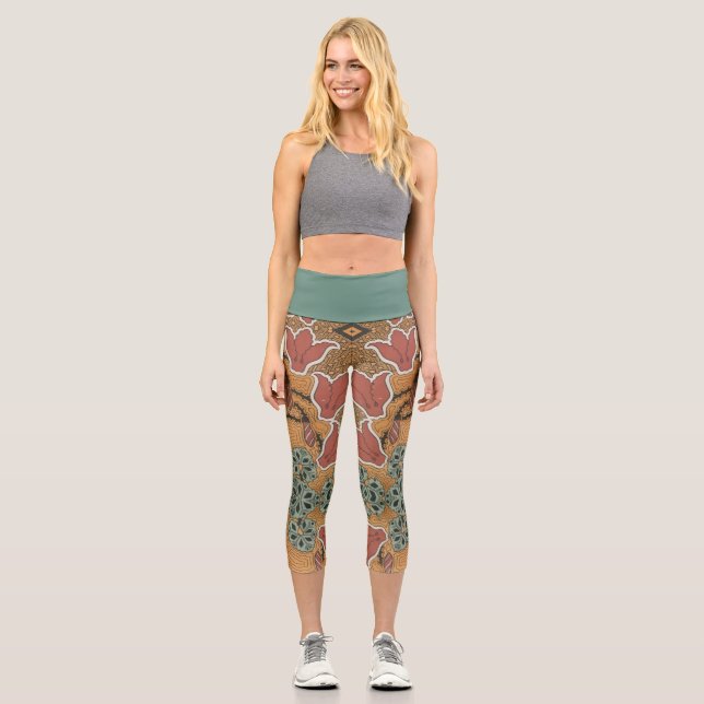 Leggings Capri Art nouveau Cyclamen floral Eugene Grasset elegant (Anverso)