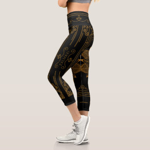 Leggings Capri Art Nouveau "Ebony"