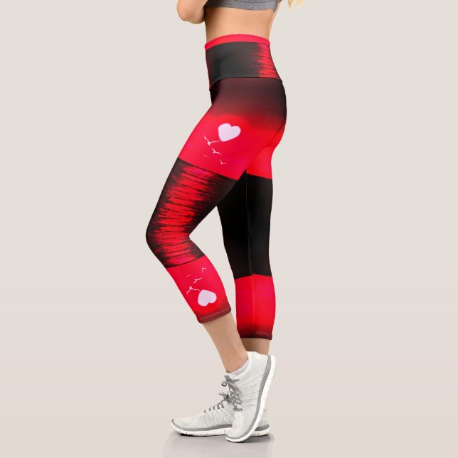 Leggings Capri Art Sea Sunset Negro y Rojo (Izquierda)