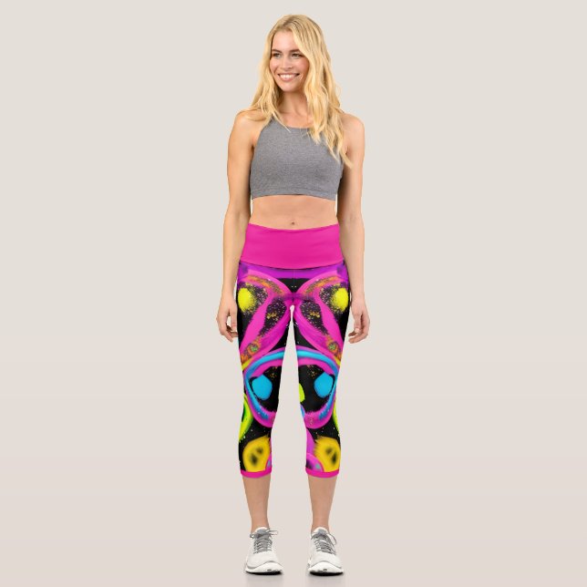Leggings Capri arte abstracto brillante (Anverso)
