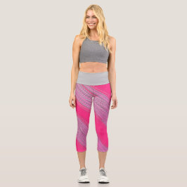 Leggings Capri Arte Abstracto Coral Rosa Gris