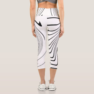 Leggings Capri Arte abstracto líneas blancas y negras giran Minim