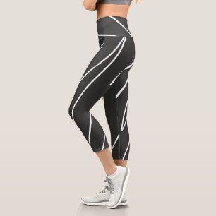 Leggings Capri Arte abstracto minimalismo gris líneas blancas