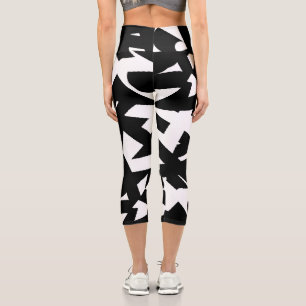 Leggings Capri Arte abstracto minimalista patrón negro blanco