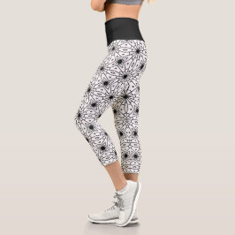Leggings Capri Arte abstracto moderno en blanco y negro |
