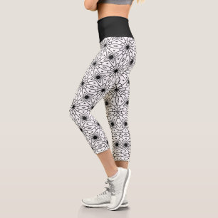 Leggings Capri Arte abstracto moderno en blanco y negro