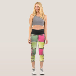 Leggings Capri arte de la moda rosa y verde