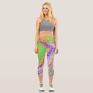 Leggings Capri Arte digital fractal abstracto vibrante y alucinan