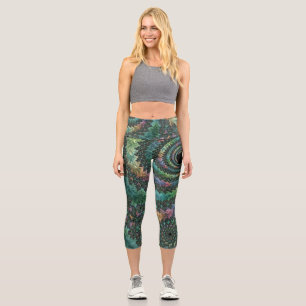 Leggings Capri Arte fractal de tonos de joya colorido trippy groo