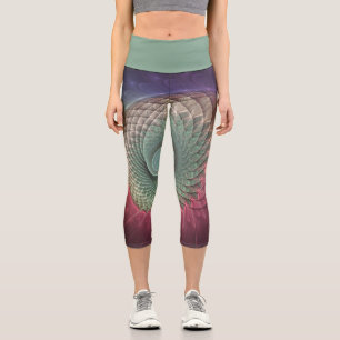 Leggings Capri Arte fractal moderno abstracto de caracol colorido