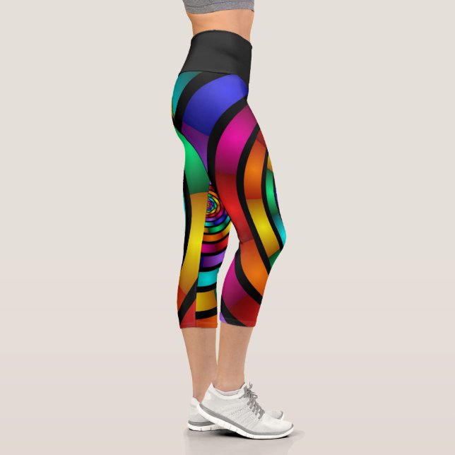 Leggings Capri Arte fractal moderno y psicodélico (Derecha)