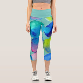Leggings Capri Arte funky de color azul moderno arty colorido