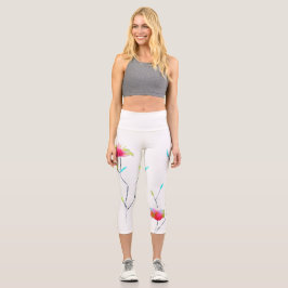 Leggings Capri Arte funky floral moderno colorido