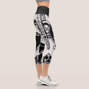 Leggings Capri Arte Geométrico Blanco Y Negro 4