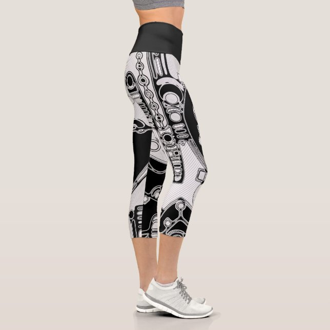 Leggings Capri Arte Geométrico Blanco Y Negro 4 (Derecha)